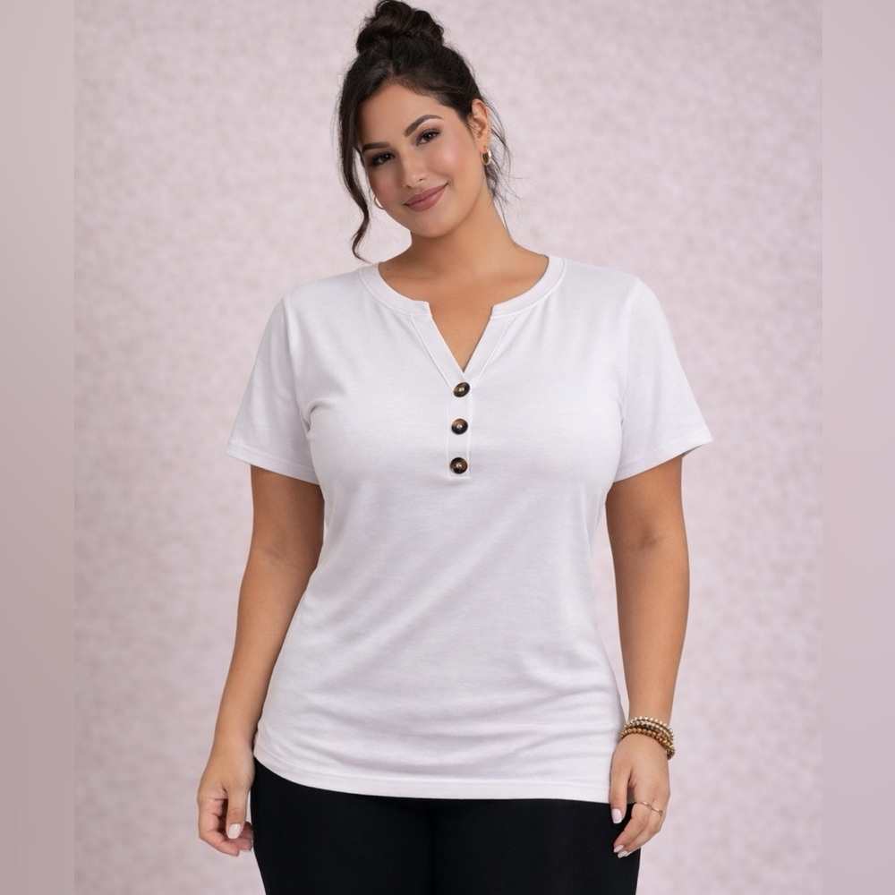 🌸 5/$20🌸 EADINVE Button Down V Neck Short Sleeve